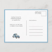 青い風船テディベアかわいい男の子の赤ちゃんシャワー インビテーションポストカード (裏面)