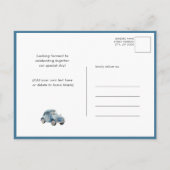 青い風船テディベアかわいい男の子の赤ちゃんシャワー インビテーションポストカード (裏面)