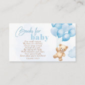 青い風船テディベアの本ベビーチケット エンクロージャーカード (正面)