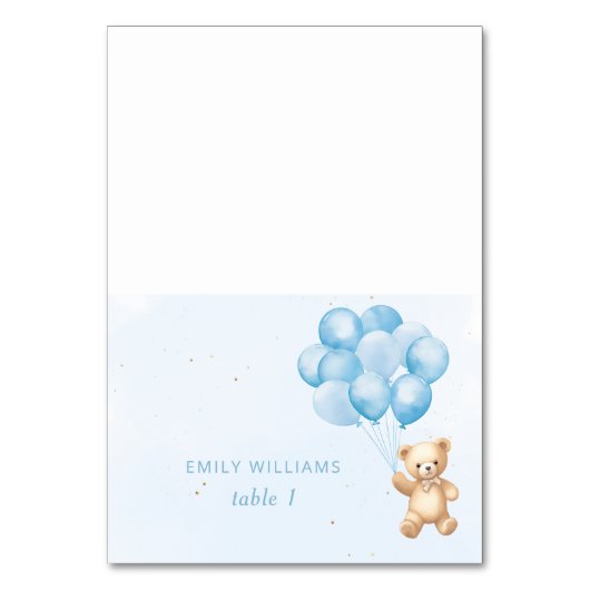 青い風船テディベア赤ちゃんシャワー座席表 テーブルナンバー (正面)