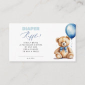 青い風船 クマのオムツくじ 男の子 ベビーシャワー エンクロージャーカード (正面)