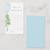 青い風船 出産祝いのアドバイスカード エンクロージャーカード (正面/裏面)