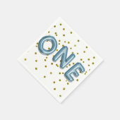 青い風船 金の紙吹雪 ONE 1歳の誕生日パーティー スタンダードカクテルナプキン (角)