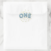 青い風船 金の紙吹雪 ONE 1歳の誕生日パーティー ラウンドシール (バッグ)