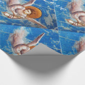 青い飛んでいるクリスマスに天使の喜び平和の愛 ラッピングペーパー (角)