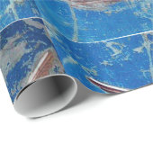 青い飛んでいるクリスマスに天使の喜び平和の愛 ラッピングペーパー (ロールコーナー)