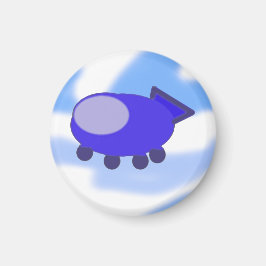 青い飛んでいる宇宙船 マグネット