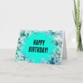 青い飛沫ペイントのグリーティングカード カード (正面)