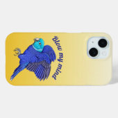 青い飛翔するオウムの黄色いグラフィック Case-Mate iPhoneケース (裏面 (横))