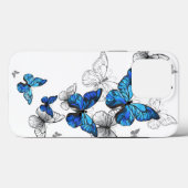青い飛翔チョウモルフォ Case-Mate iPhoneケース (裏面 (横))