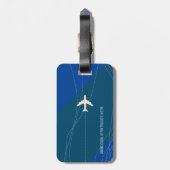 青い飛行機の旅行の名前 ラゲッジタグ (裏面縦)