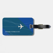 青い飛行機の旅行の名前 ラゲッジタグ (裏面横)