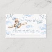 青い飛行機テディベア赤ちゃんシャワーおむつラッフル エンクロージャーカード (正面)