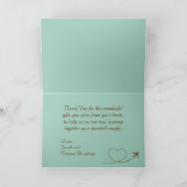 青い飛行機 ハート 結婚式 折りたたみ ありがとうカード サンキューカード (内部)