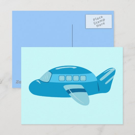 青い飛行機 ポストカード (正面/裏面)