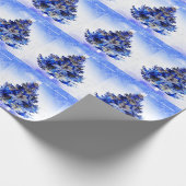 青い飾クリスマスツリー ラッピングペーパー (角)