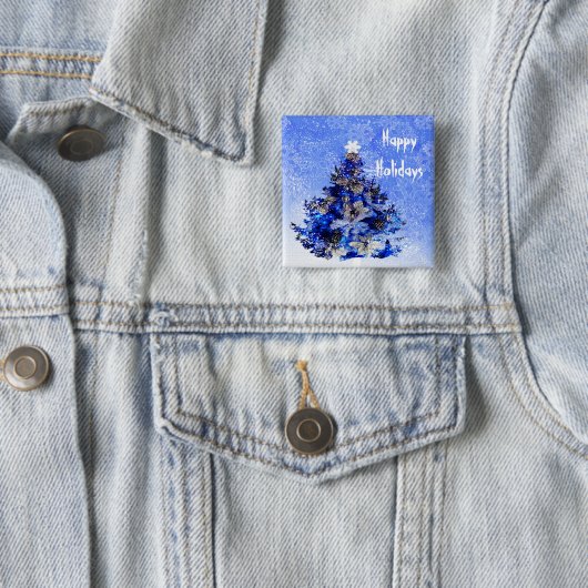 青い飾クリスマス 缶バッジ (インサイチュ)