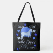 青い馬が大好きな女の子 トートバッグ (正面)