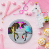 青い馬のパーソナライズな紙皿 ペーパープレート (パーティー)