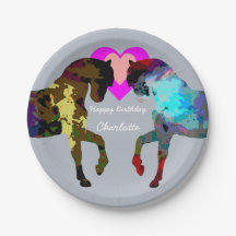 青い馬のパーソナライズな紙皿