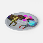 青い馬のパーソナライズな紙皿 ペーパープレート (アングル)