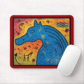 青い馬のマウスパッド- 9.25"のミステリーx 7.75" マウスパッド (マウス)
