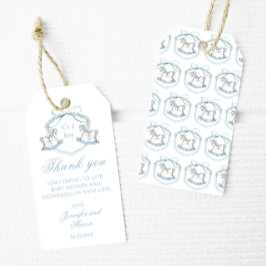 青い馬の紋章フランスの男の赤ちゃんシャワ感謝していーユ ギフトタグ