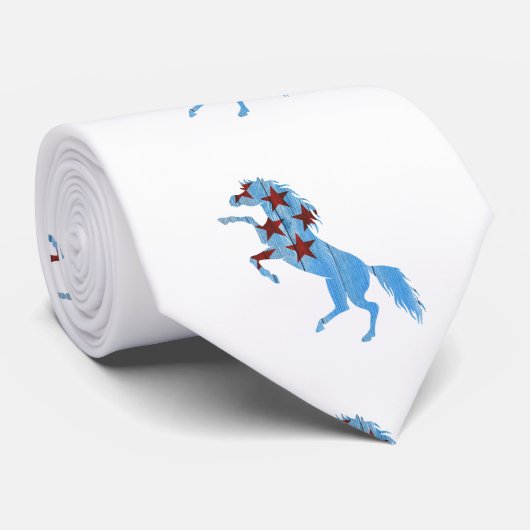 青い馬シルエット ネクタイ (ロール)