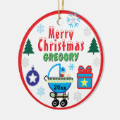 青い馬車の少年クリスマスツリー 名前 セラミックオーナメント (左)