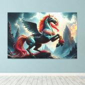 青い馬 キャンバスプリント (インサイチュ (ウッドフロア))