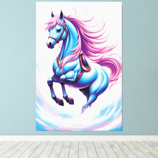 青い馬 キャンバスプリント (インサイチュ (ウッドフロア))