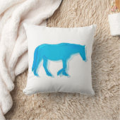 青い馬 クッション (ブランケット)