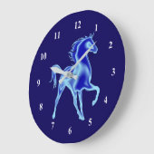 青い馬 – スケッチ- /追加色/文字 ラージ壁時計 (傾斜)