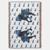 青い馬 ワイルド ソウル スローブランケット (正面縦)
