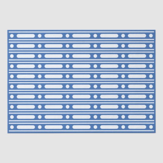 青い骨の象嵌デザインのボーダー柄デコパージュペーパー 薄葉紙 (正面)