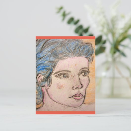 青い髪の女の子 ポストカード (スタンド正面)