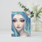 青い髪の妖精 |ファンタジーアート ポストカード (スタンド正面)