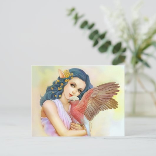 青い髪の小妖精や小人と彼女のガラ ポストカード (スタンド正面)