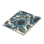 青い魅力的ひし花ヴィンテージ タイル (側面)