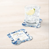 青い魅力的蝶ベビーの開花赤ちゃんシャワー ペーパーコースター (インサイチュ)