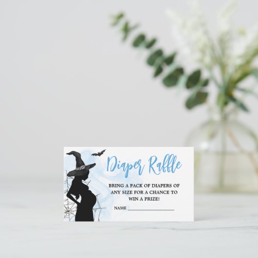 青い魔女の赤ちゃんシャワーオムツラッフル エンクロージャーカード (スタンド正面)