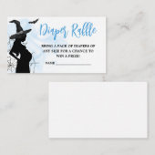 青い魔女の赤ちゃんシャワーオムツラッフル エンクロージャーカード (正面/裏面)