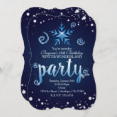 青い魔法の渦巻き ウィンターワンダーランドの招待状 招待状 (正面/裏面)