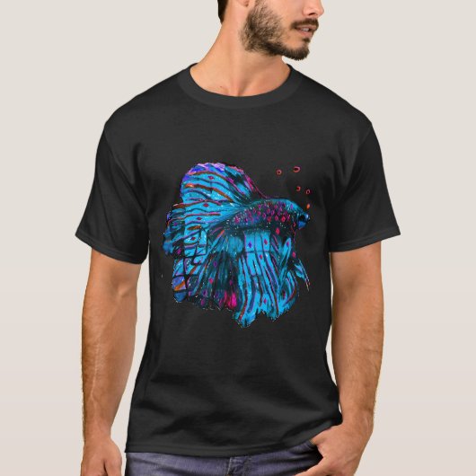 青い魚が泡を吹いた Tシャツ (正面)