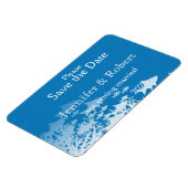 青い魚とサンゴの結婚式の日付を保存 マグネット (左側)