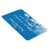 青い魚とサンゴの結婚式の日付を保存 マグネット (右側)