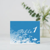 青い魚と珊瑚結婚のテーブル番号 ポストカード (スタンド正面)