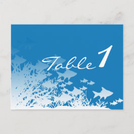 青い魚と珊瑚結婚のテーブル番号 ポストカード