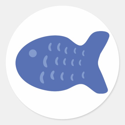 青い魚のアイコン ラウンドシール (正面)