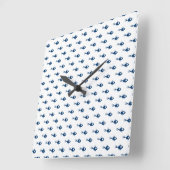 青い魚のパターンの壁時計 スクエア壁時計 (傾斜)